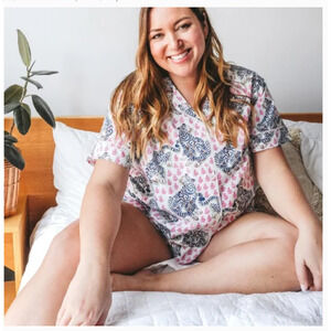 New NWT Anthropologie Print fresh Tiger Queen Pajama Short Set Women’s 2X